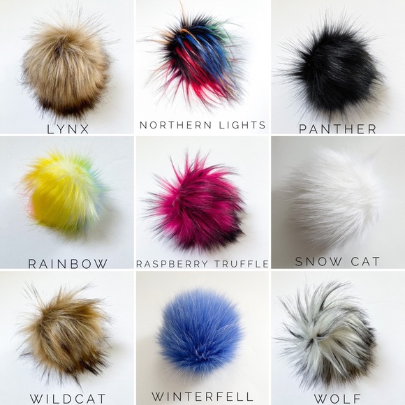 Baby Hat, Black, grey, white, ombre, Faux Fur pompom, Mommy & Me, Toque, Winter - Picture 4 of 4